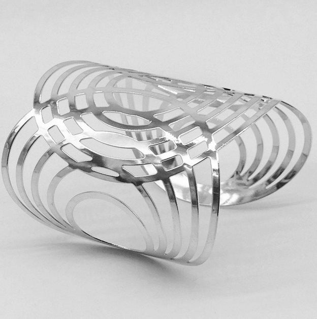 Geometric Hollow Half Circle Alloy Bracelet For Women