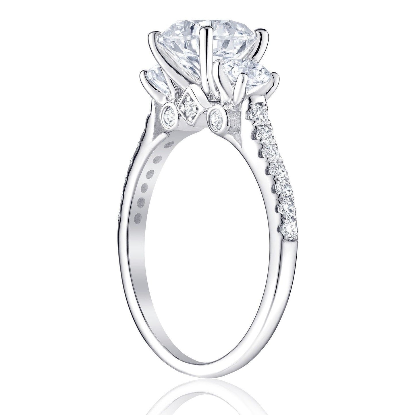 Three Round Diamond Zircon Rings Classic Appearance Copper Material High Quality Fashion Jewelry Size As Shown