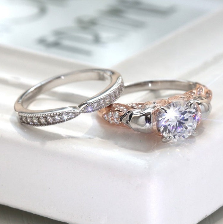 Two Tone Alloy Ring Gold Plated Inlaid Gems And Semi Precious Stones Fashion Jewelry For Women Size 6 7 8 9 10