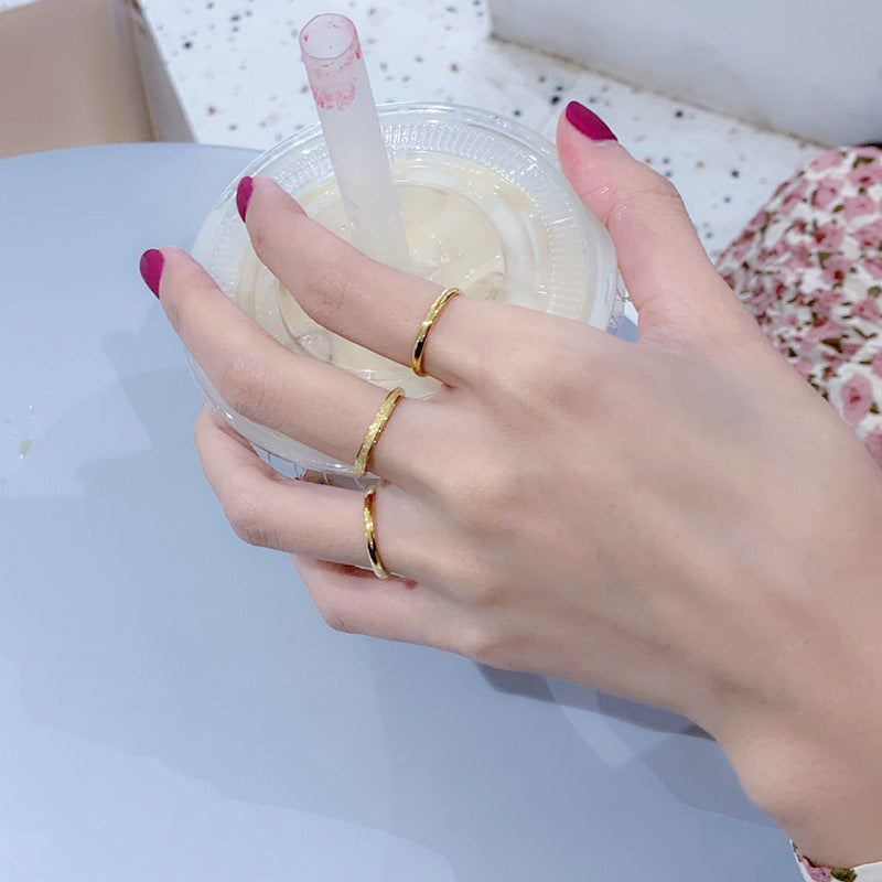 Women's 14k Gold Plated Titanium Steel Ring Minimalist Dainty Band Versatile Fashion Jewelry Style Style Women