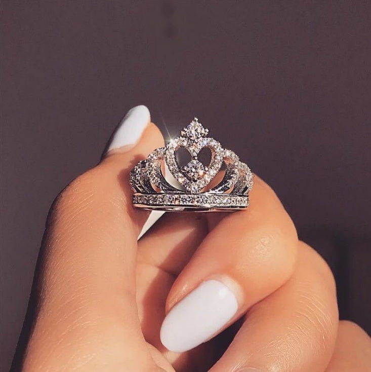 Crown Zircon Geometric Ring Gold Plated Elegant Jewelry