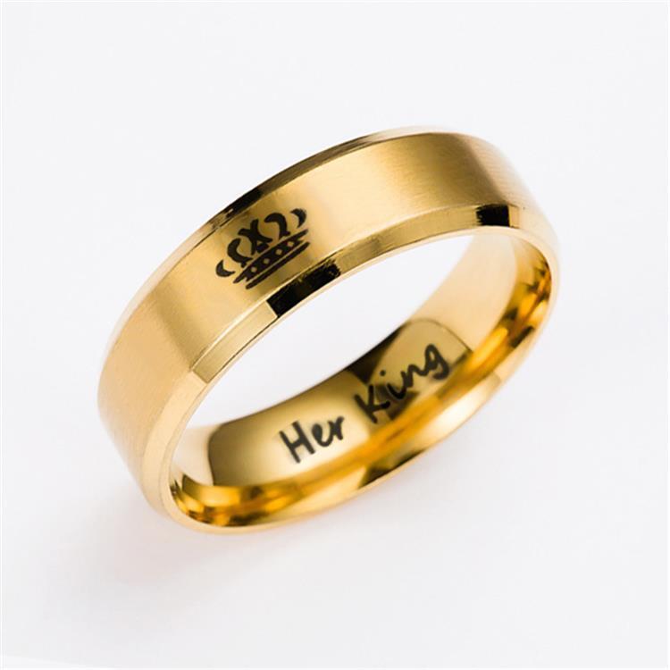 His Queen Her King Crown Wedding Rings Stainless Steel Matching Coupled Jewelry Gift To Couples Deluxe Edition