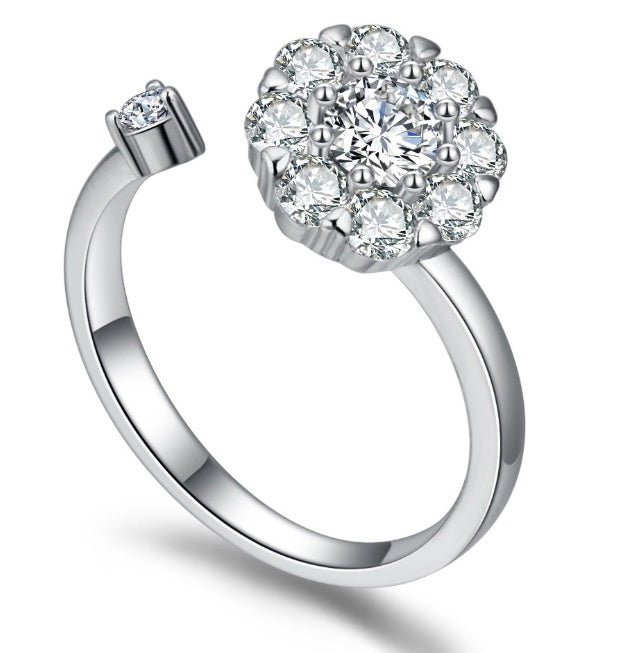 Vibrato Rotating Ring Copper Micro Inlaid Zircon Jewelry Gold Color Opening Size Temperament Opening Wild Size