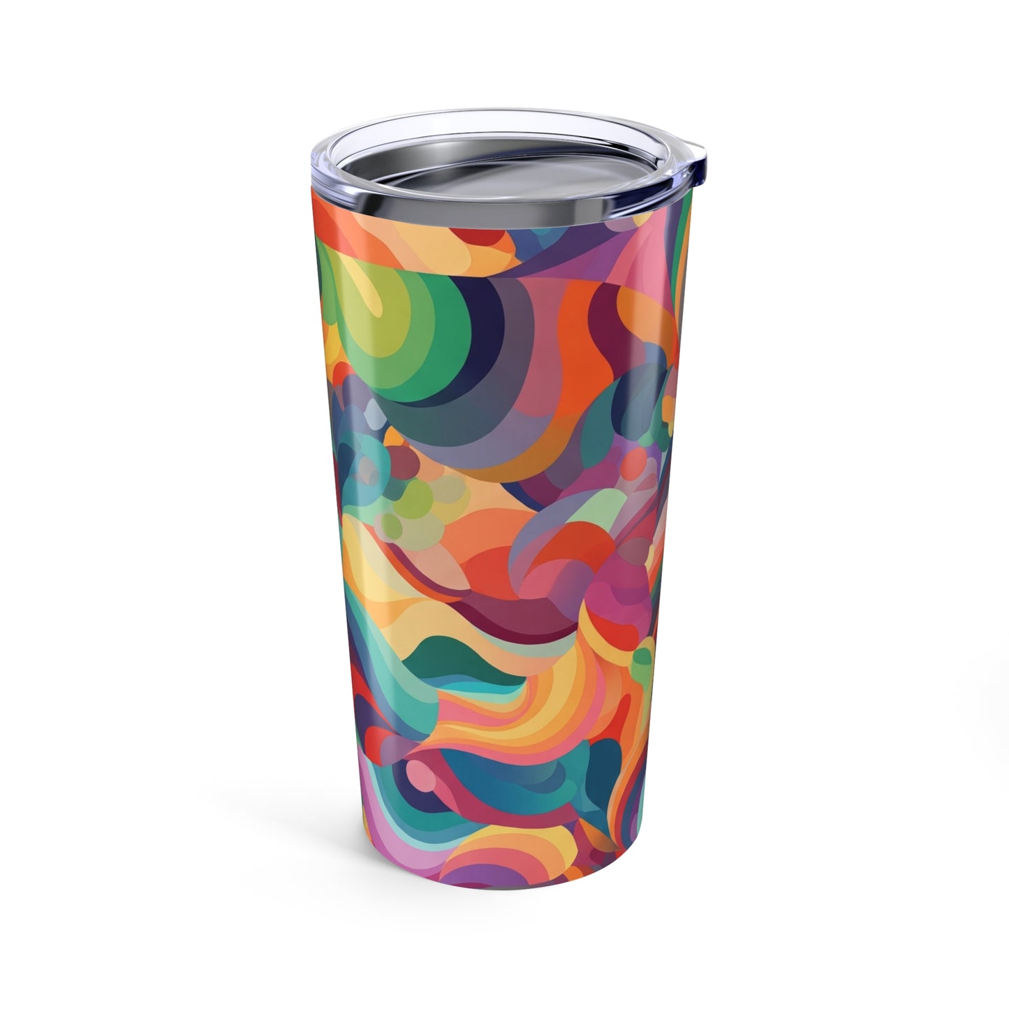 20 Ounce Stainless Steel Tumbler With Printed Artwork Double Wall Insulation Keeps Beverages Hot Or Cold Lid