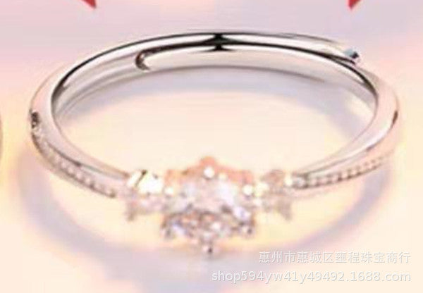 Couple Rings Adjustable Wedding Bands Gold Plated Geometric Copper Style European American Design With Gems Us