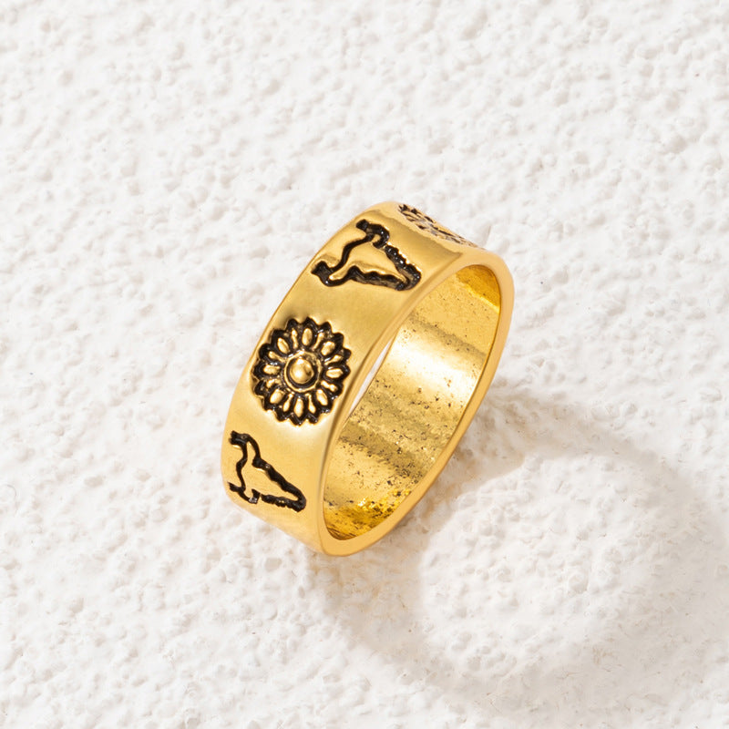 Geometric Aluminum Ring Silver Gold Plated Unisex Band