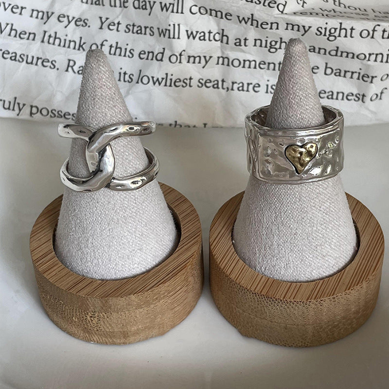 Sterling Silver Hammered Heart And Cross Ring For Women Exquisite Exotic Heart Shape Jewelry For Daily Wear Now