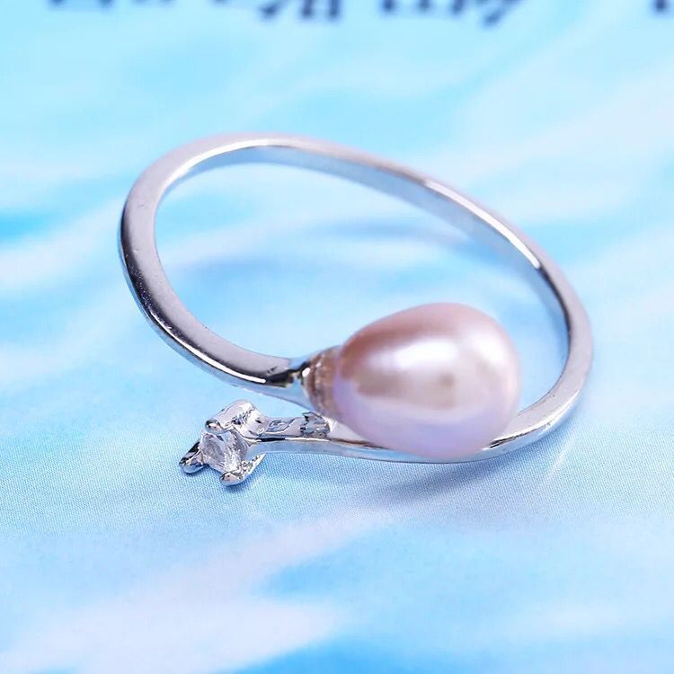 Water Pearl Ring Plated 7 8MM Freshwater Pearl OblateWater Pearl Ring Plated 7 8MM Freshwater Pearl Oblate 7 8