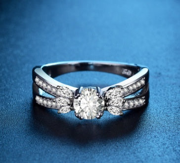 Trendy Geometric Copper Ring With Zircon Horse Eye White Gold Finish European Americana Rings For Women Jewelry