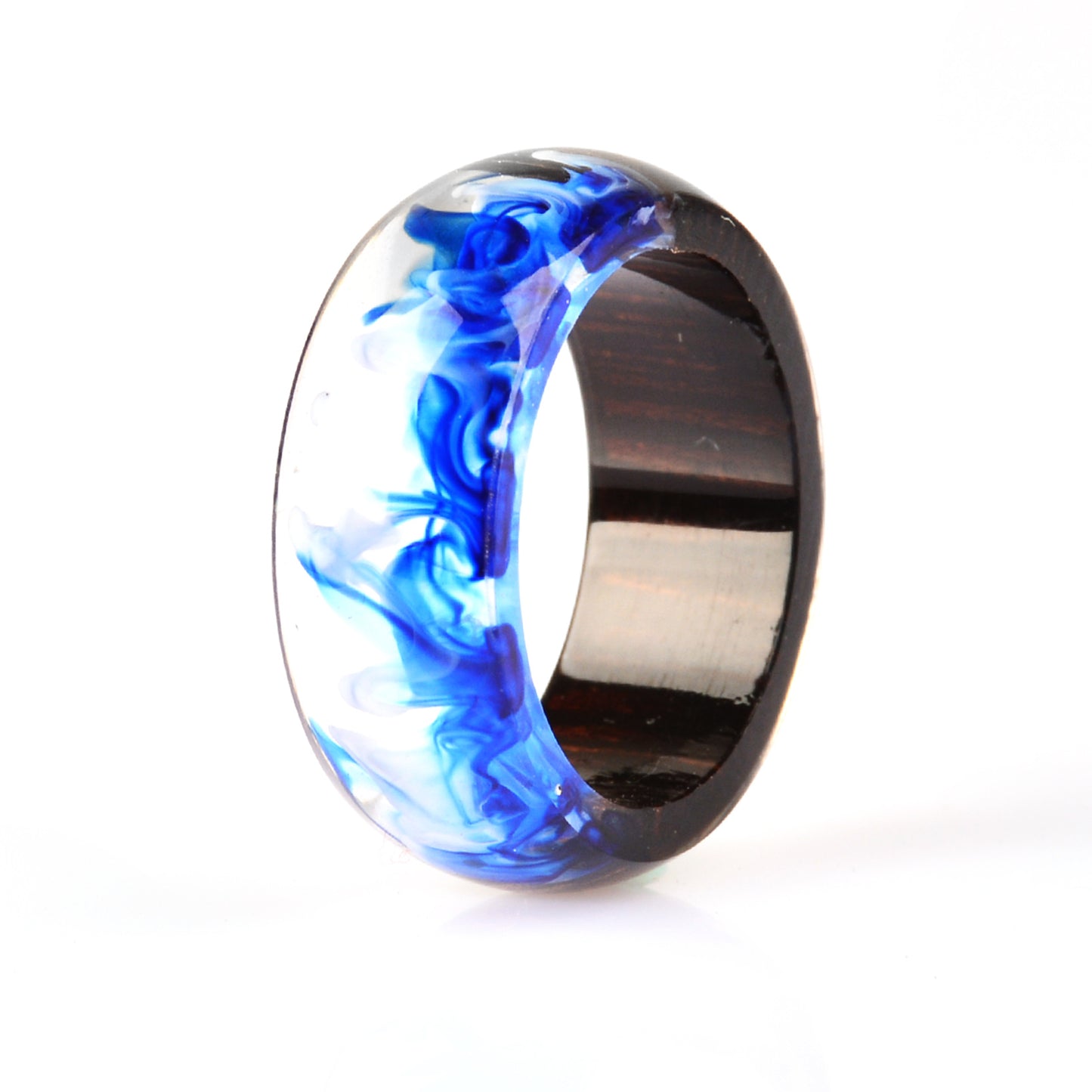Two Tone Wood Resin Ring Unisex Gold Foil Inlay 17mm 18mm 19mm 20mm 21mm Elegant Unisex Resin Ring Casual Wear