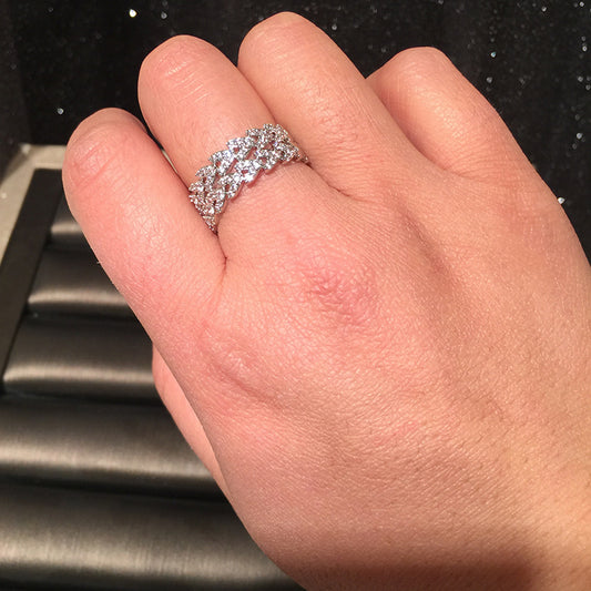 Womens Adjustable Opening Ring Copper With Inlaid Zircon Flower Shaped Design In Gold Or Silver Tone Ring Glam