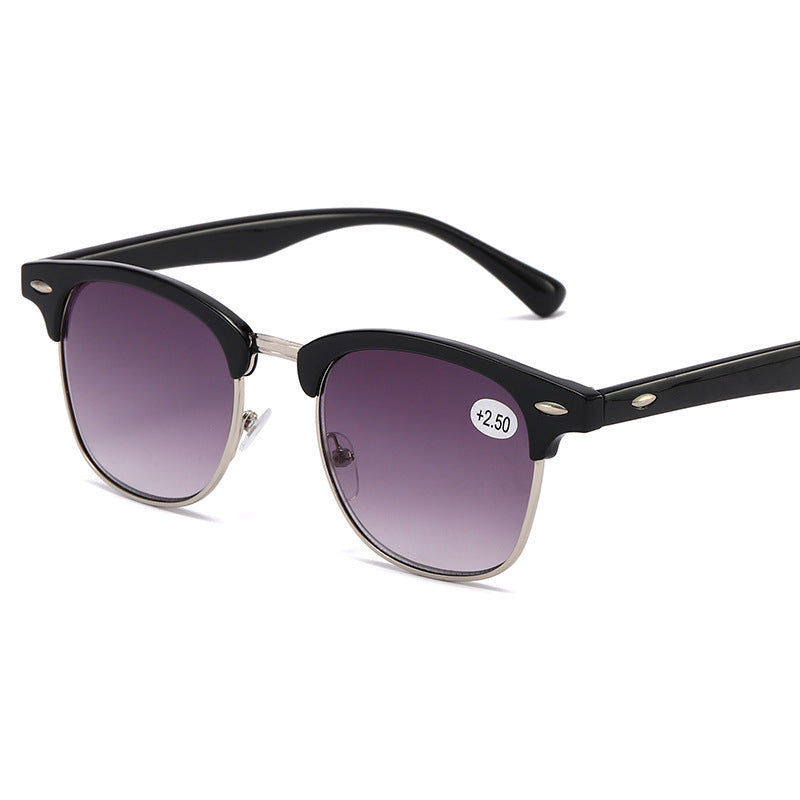 Vintage Metal Frame Eyeglasses Retro Half Frame For Myopia 50mm Lens Width 140mm Temple Length Gradient Chrome