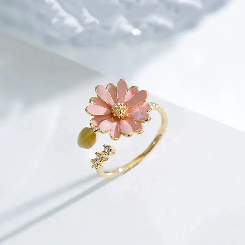 Women Open Ring Daisy Ornament Adjustable Copper Jewelry With Elegant Simple Design Ideal Everyday Accessories