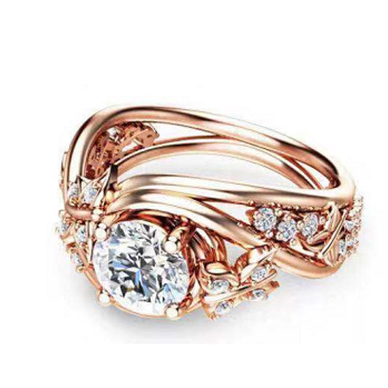 Rose Gold Zirconia Inlay Ring Metal Band With Sparkling Shine Perfect For Everyday Or Special Occasions Bright