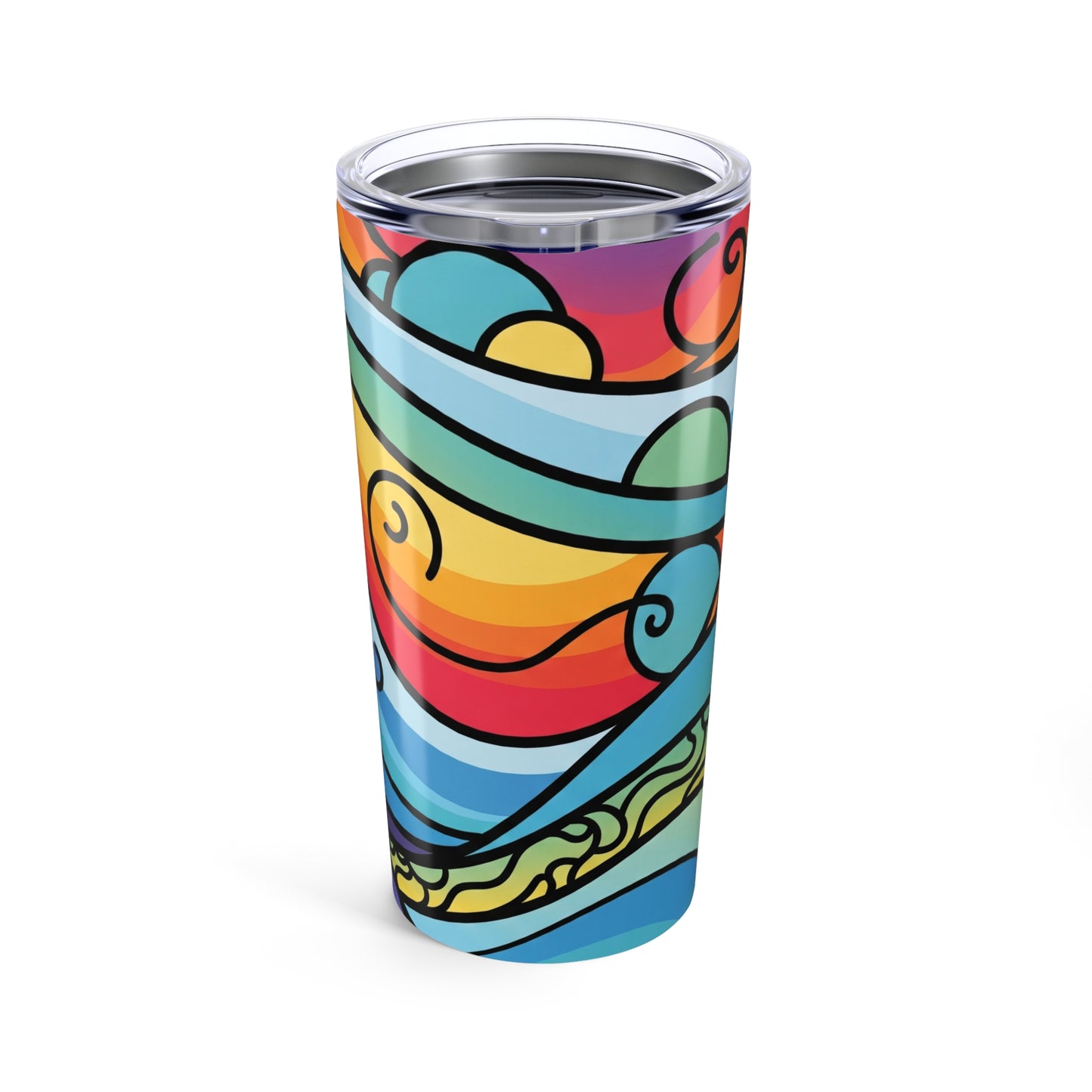 20oz Stainless Steel Travel Tumbler Printed Design Double Wall Vacuum Insulation Spill Resistant Hot Cold Coffee