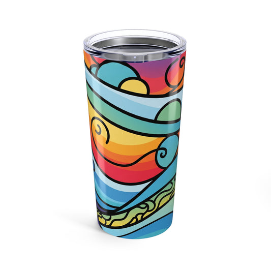20oz Stainless Steel Travel Tumbler Printed Design Double Wall Vacuum Insulation Spill Resistant Hot Cold Coffee
