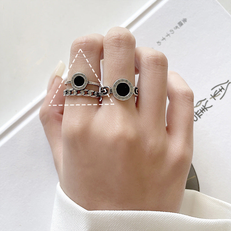 Sterling Silver Plated Adjustable Open Geometric Ring White Copper Niche Elegant Everyday Jewelry For Everyday