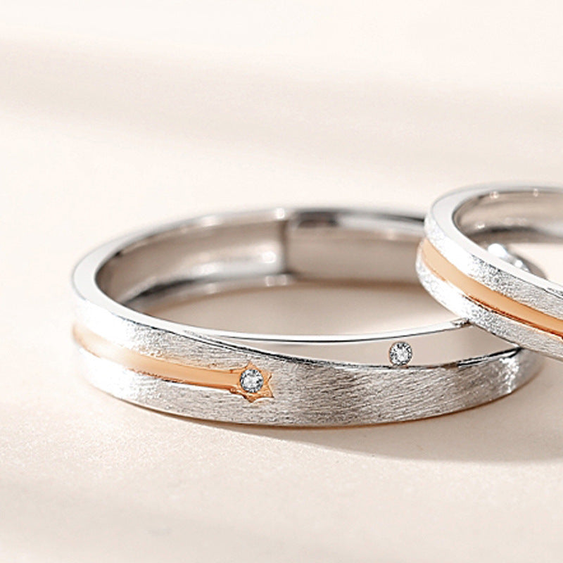 Sterling Silver Couple Rings Open Adjustable Korean Matching Bands For Him And Her Promise Jewelry Gifts Rings