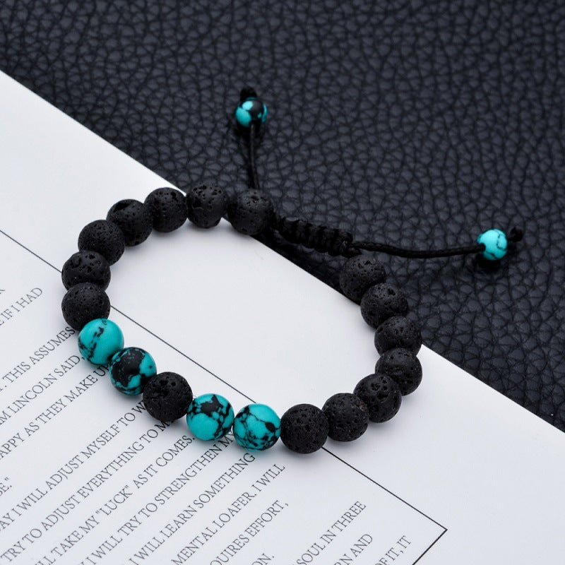 Handmade Volcanic Rock Bead Bracelet Wax Rope Lightweight Durable Beaded Jewelry For Everyday Wear And Casuals