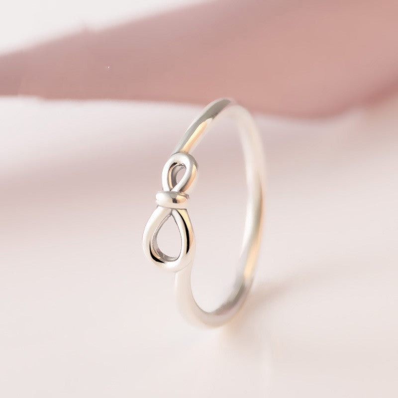 Sterling Silver Ring Micro Inlay Eternal Symbol Rosette Design European Inspired Jewelry Gift For Her Birthday