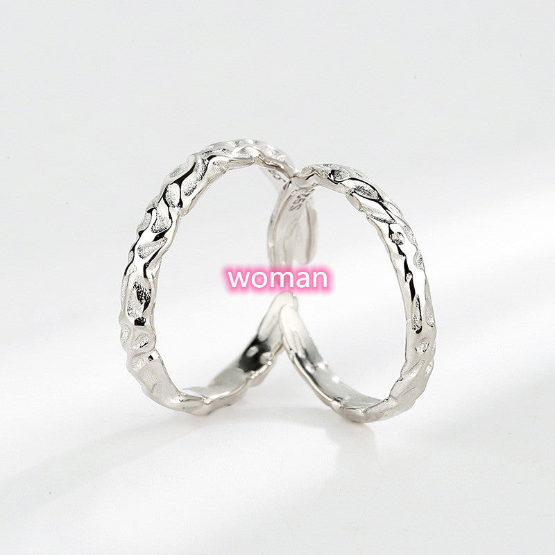 Sterling Silver Couple Ring Set Korean Matching Rings for Him and Her Adjustable Promise Rings Anniversary Jewelry Gift for Couples Engagement Bands