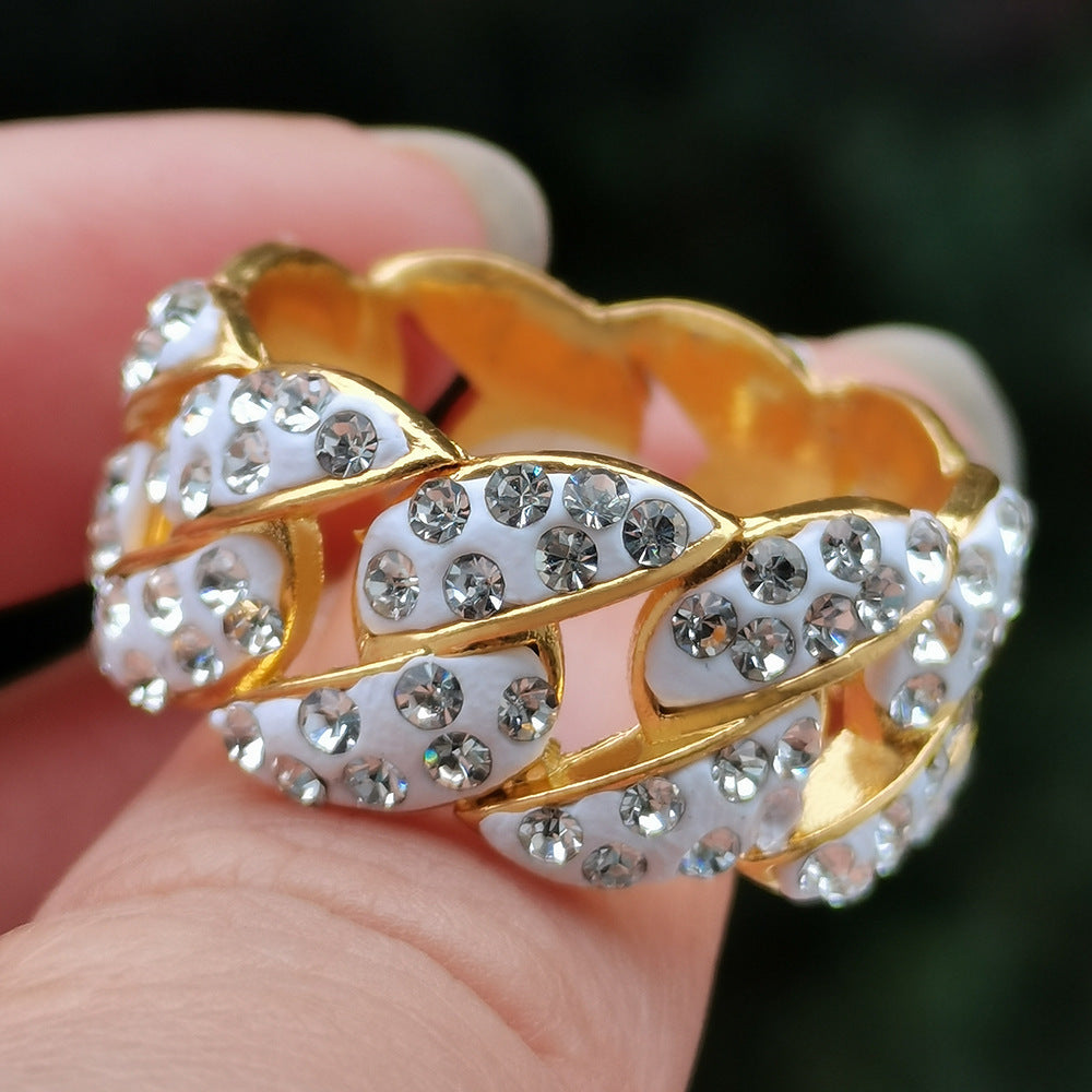 Men's Hip Hop Iced Out Ring Geometric Alloy Gemstone Jewelry Electroplated Fashion Accessory Bling Jewelry Men