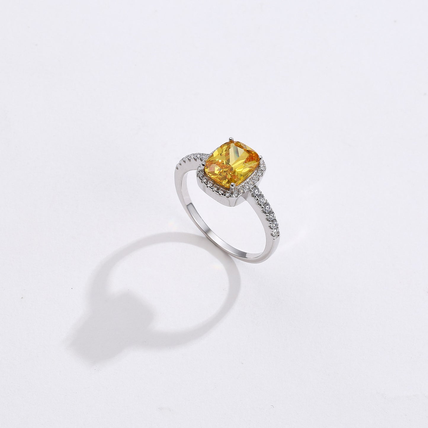 Sterling Silver Ring 925 Geometric Square Design With Large Zircon Stone Individually Packed Holiday Gift Ready