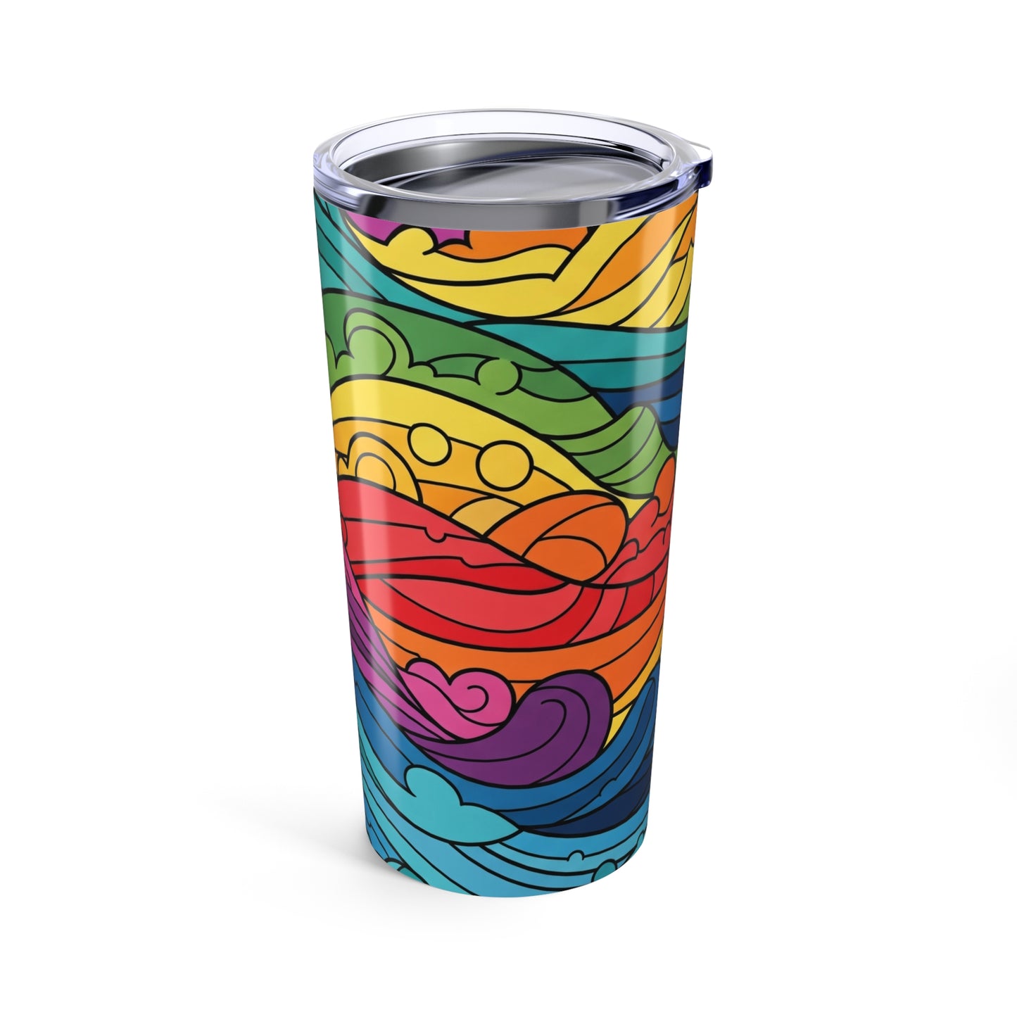 20 Oz Stainless Steel Tumbler Double Wall Vacuum Insulation Spill Resistant Printed Design For Hot And Cold Drinks
