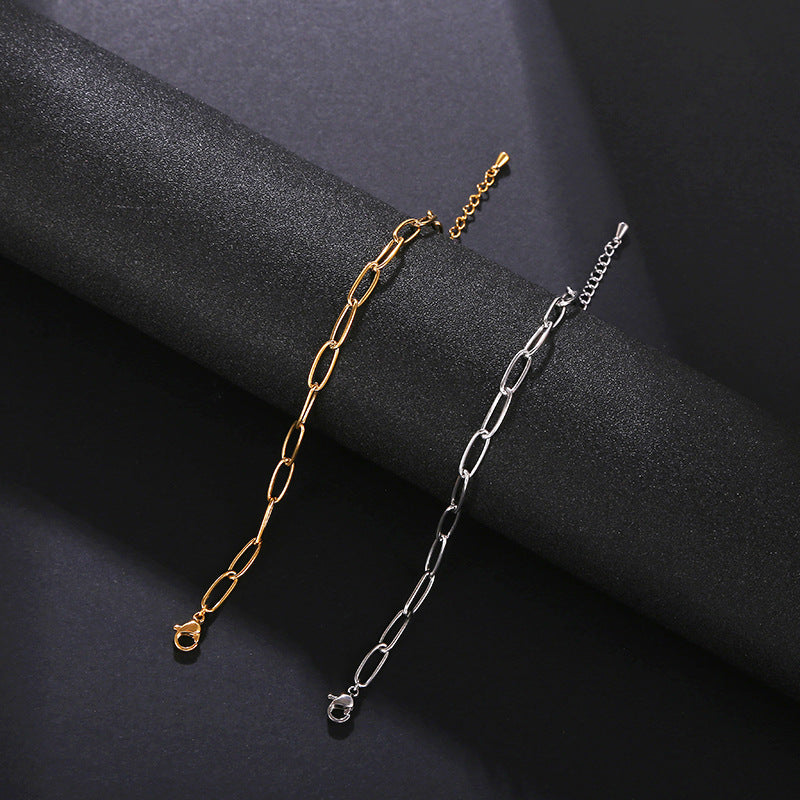 Gold Chain Bracelet For Women And Girls Oval Link Jewelry Electroplated Stainless Steel Durable Everyday Style