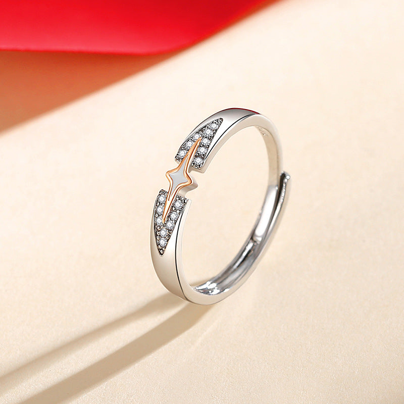 Couple Rings Set Adjustable Star Copper Rings For Him And Her Women Diamonds Men No Diamonds For Everyday Wear