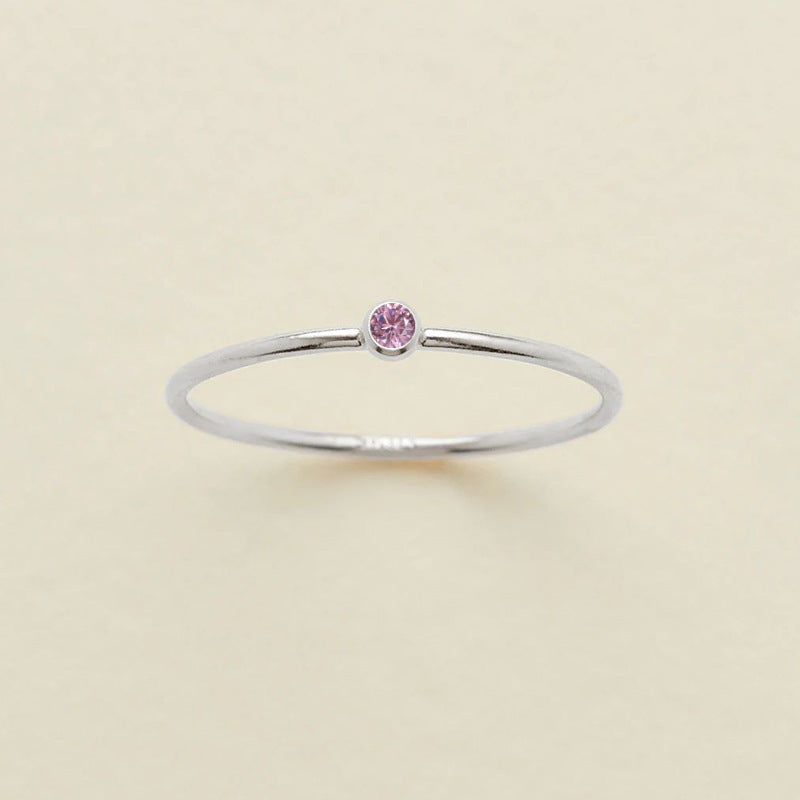 Stainless Steel Geometric Ring With Diamond Accents And Colorful Simulated Birthstone Anniversary Ring For Women Girls