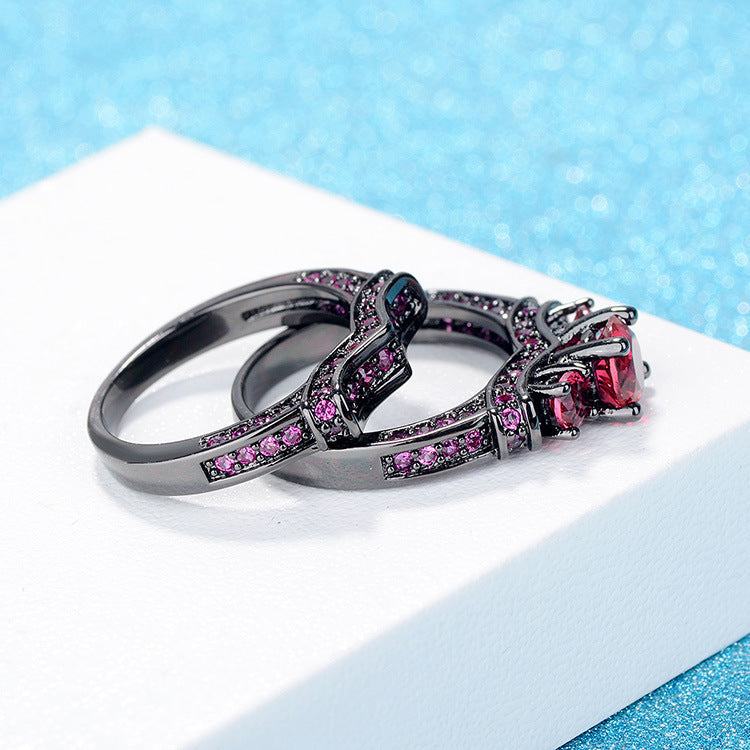 Black Gold Ring Stainless Steel Geometric Totem Ring Copper Fashion Jewelry for Men and Women Religious Totems