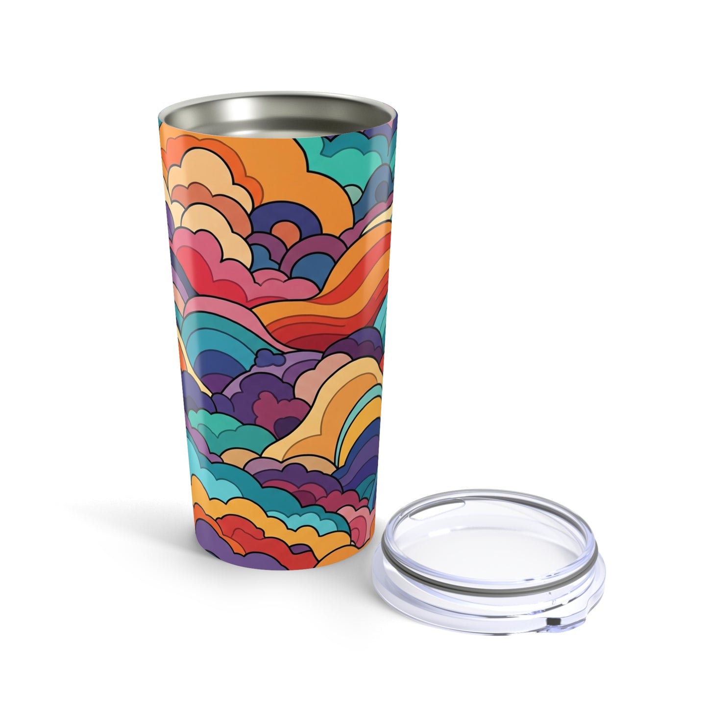 20oz Stainless Steel Travel Mug With Double Wall Vacuum Insulation Printed Artwork Spill Proof Hot Cold Drink