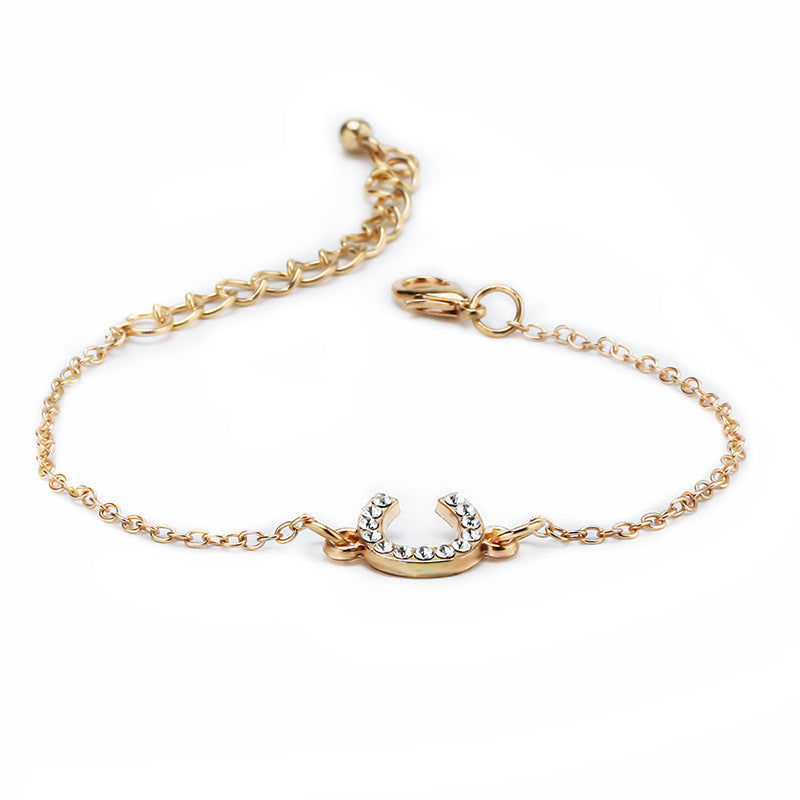 Unisex Alloy Geometric Bracelet With Horseshoe Eyes Palm