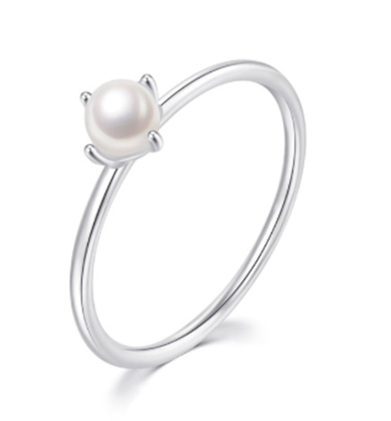 Womens Ring Thin Circle With Mother Of Pearl Plant Flowers Pattern Japanese Korean Design Fashion Jewelry Ring