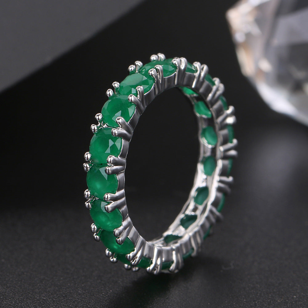 Copper Zircon Diamond Row Ring Geometric Design Fashion Jewelry for Women Dainty Sparkling Statement Accessory