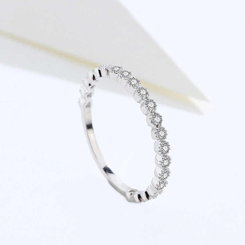 Geometric Zircon Inlaid Ring 925 Sterling Silver Light Luxury Women Jewelry Gift For Wear Statement Piece Chic