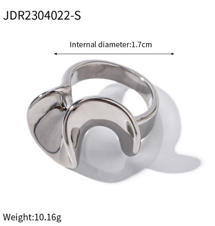 Stainless Steel Ruffled Geometric Ring for Women Ins Style Edge Ring Jewelry Gift for Her Elegant Everyday Wear Style