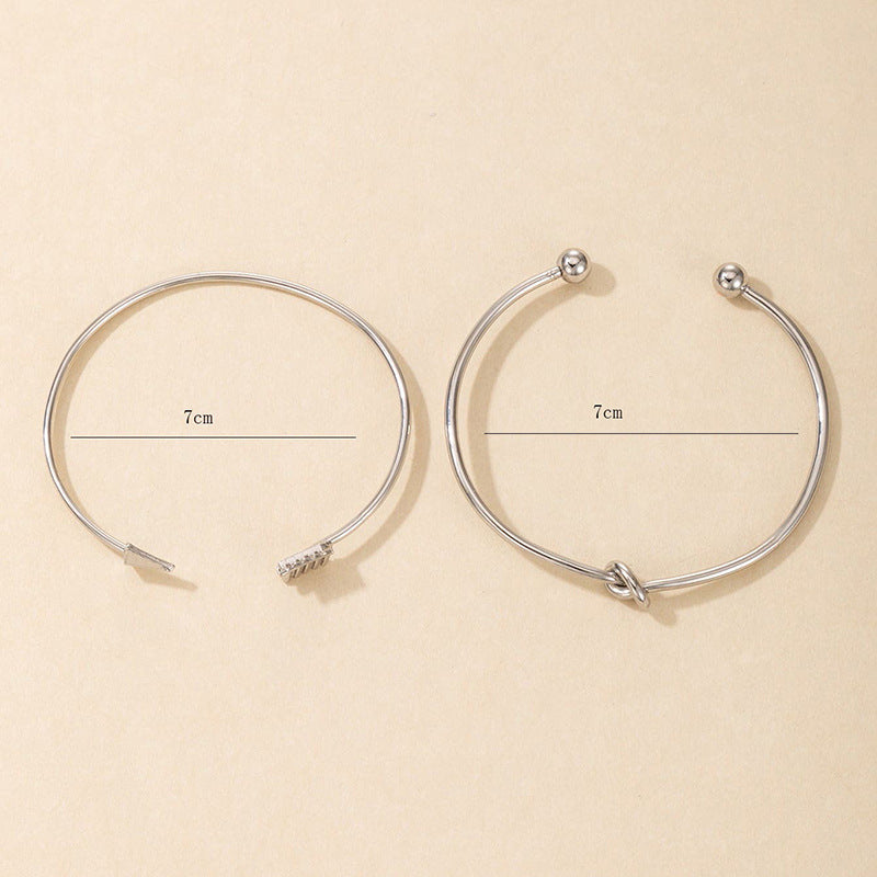 Womens Bracelet Sets Round Arrow Design Silver And Gold Electroplated Alloy Geometric Bracelets Gift For Women