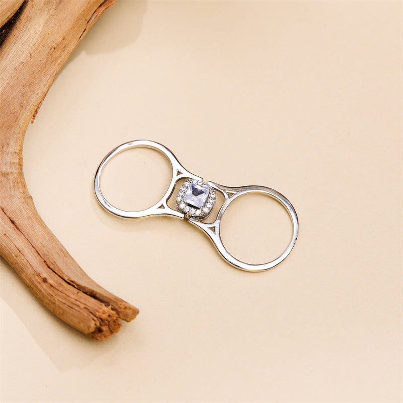 Copper Zircon Double Color Flip Ring For Women Reversible