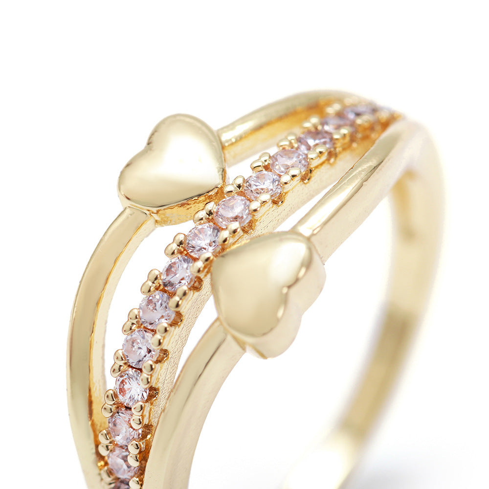 Geometric Copper Ring Electroplated Gold Jewelry Fashion