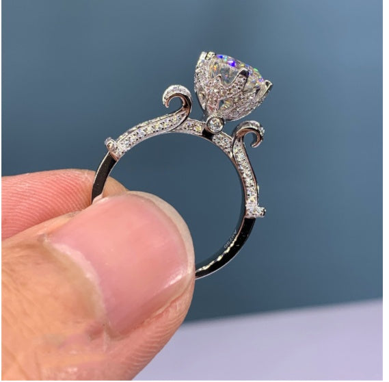 Womens Heart Shaped Ring European Design Gemstones Brass White Steel Alloy Fashion Jewelry Gift For Daily Wear