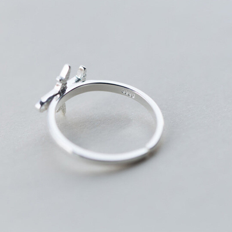 Women 925 Heart Shaped Ring Frosted Bunny Ring National Style Travel Jewelry Individually Packed Packaged Gift