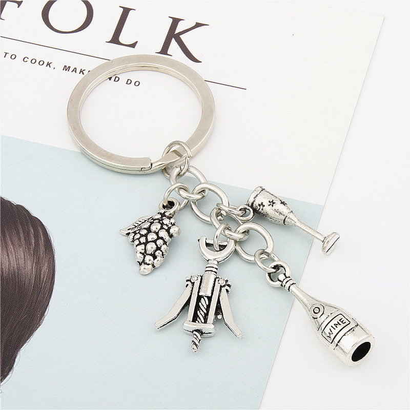 Alloy Keychain With Rope for DIY Wine Bar Party Gift Decoration 30mm Inner Diameter Key Ring Ideal Party Favor