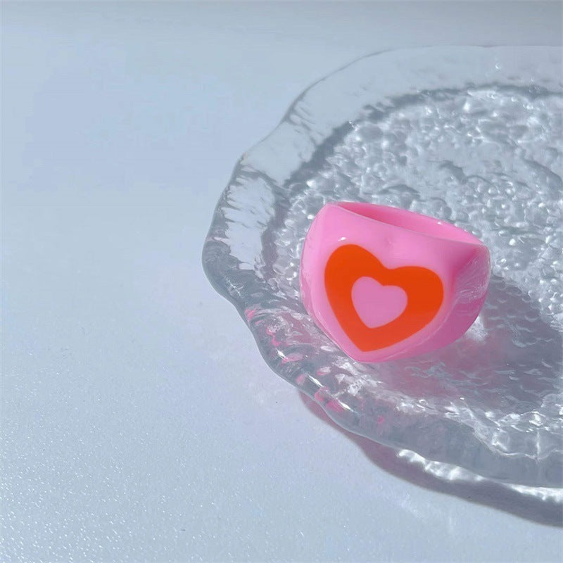 Resin Ring With Geometric Diamond Inlay Natural Adjustable Length Jewelry Gift For Women And Girls Chic Design