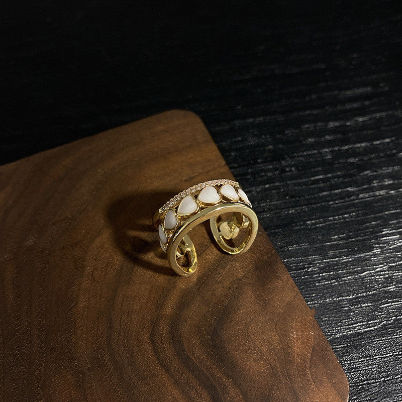 Womens Heart Ring Vintage Layered Copper Ring Electroplated Fashion Jewelry Heart Shaped Design Elegant Option