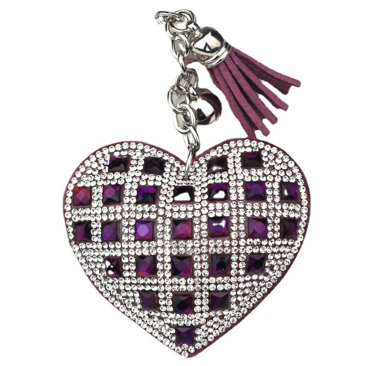 Pendant Keychain With Diamond Accent European Gift Korean Velvet Key Chain Blue Yellow Purple Pink Black Crystal