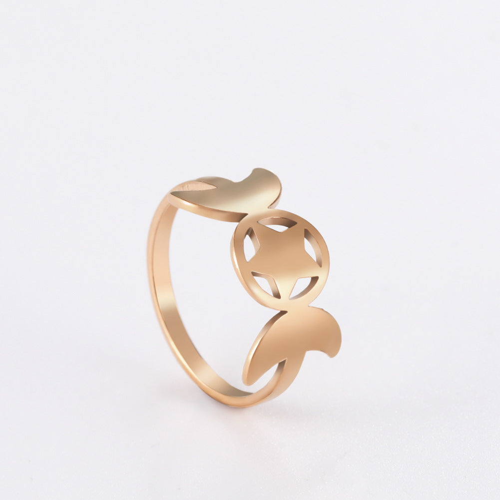 Geometric Stainless Steel Ring For Women European Design