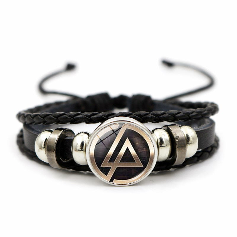 Unisex Beaded Bracelet Handwoven With Alloy Gem Flower