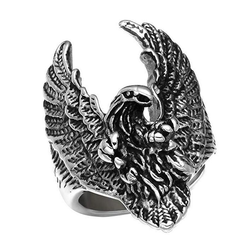 Mens Eagle Ring Polished Titanium Steel Ring Natural Animal Ring Bird Ring Statement Ring for Men Jewelry Gift Eagle Jewelry Polished Ring